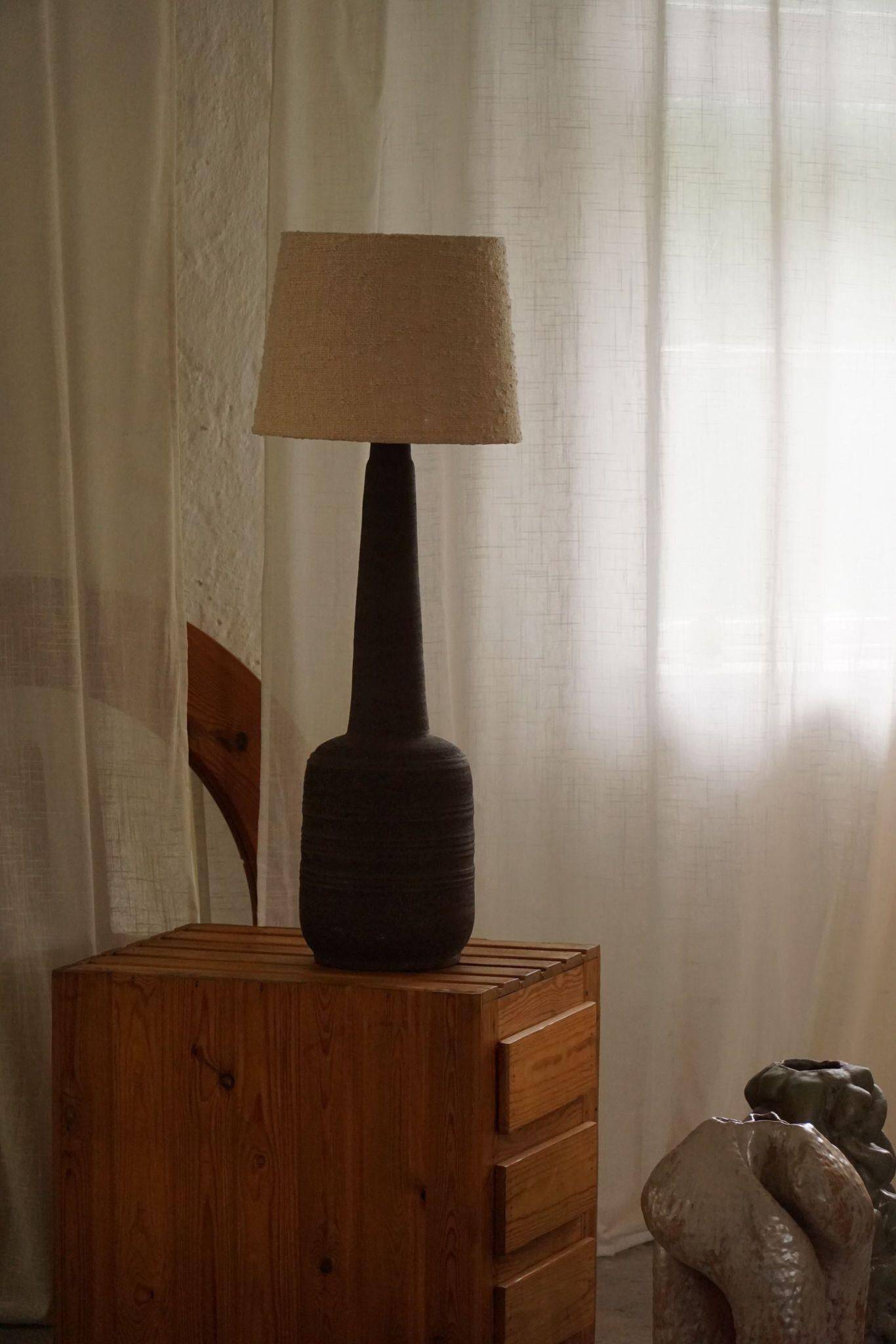 Tall decorative floor lamp in organic ceramic, mid-century Danish, 1970s.