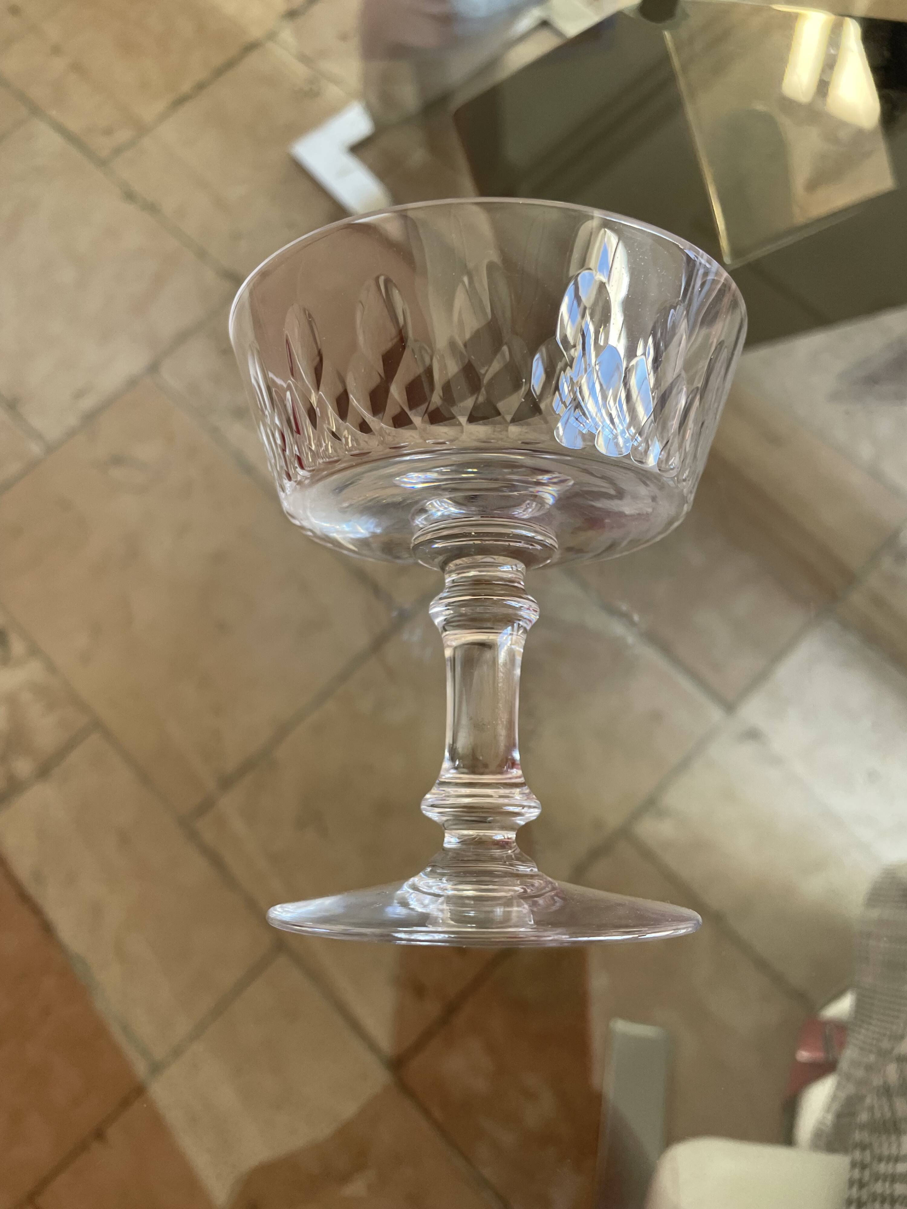 6 Baccarat crystal Richelieu pattern champagne glasses