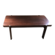 Table basse mid-century en bois marron 1970, plateau rectangulaire coins arrondis
