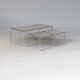 90s coffee / nesting table stainless steel foot and trespa top set/3