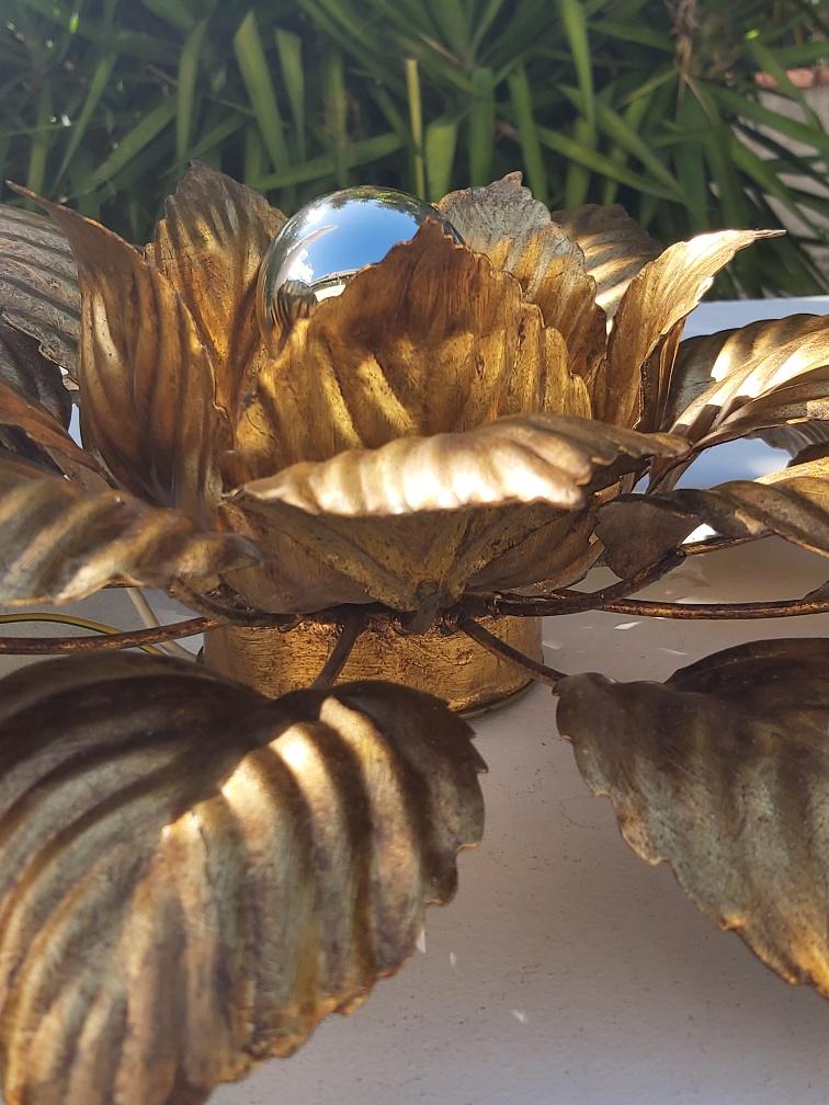 Sconce metal golden leaves 70s