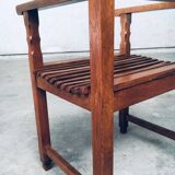 Dutch Modernist Carved Oak Side Chair, 1920s