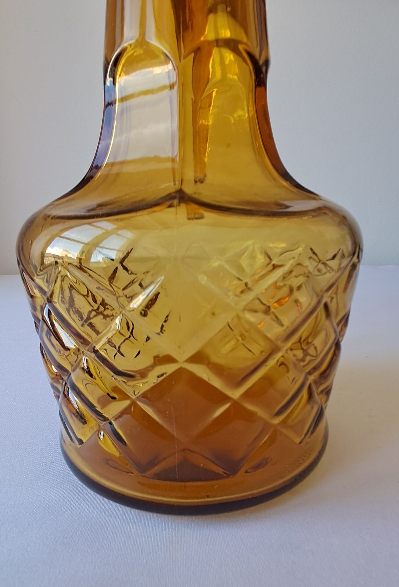 Amber glass carafe, brutalist style, Italy, 1970s.
