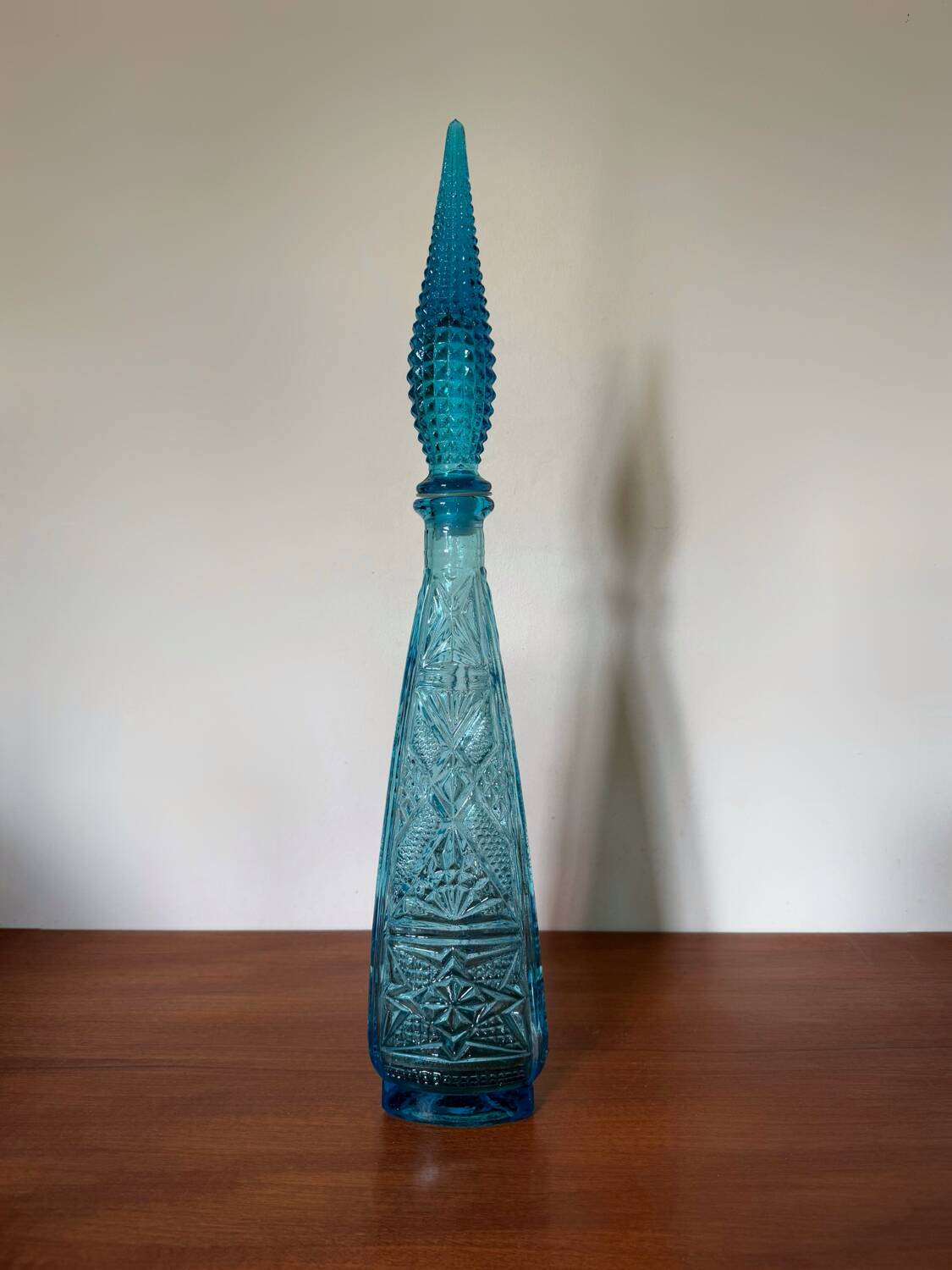 Empoli turquoise glass carafe from the 60s