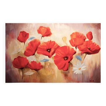 CUADRO DE AMAPOLAS Y MARGARITA PINTADO AL ÓLEO SOBRE LIENZO.