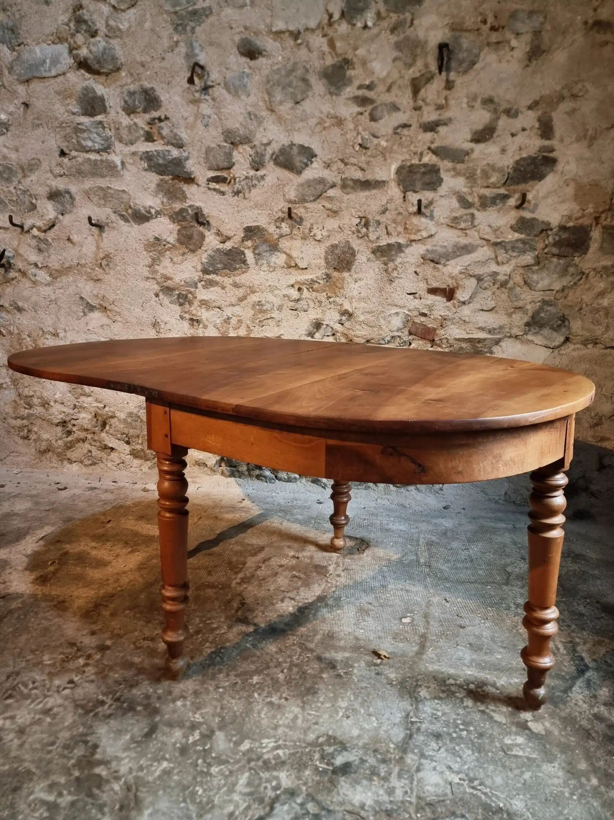 Antique folding demi-lune table, dining table, console.