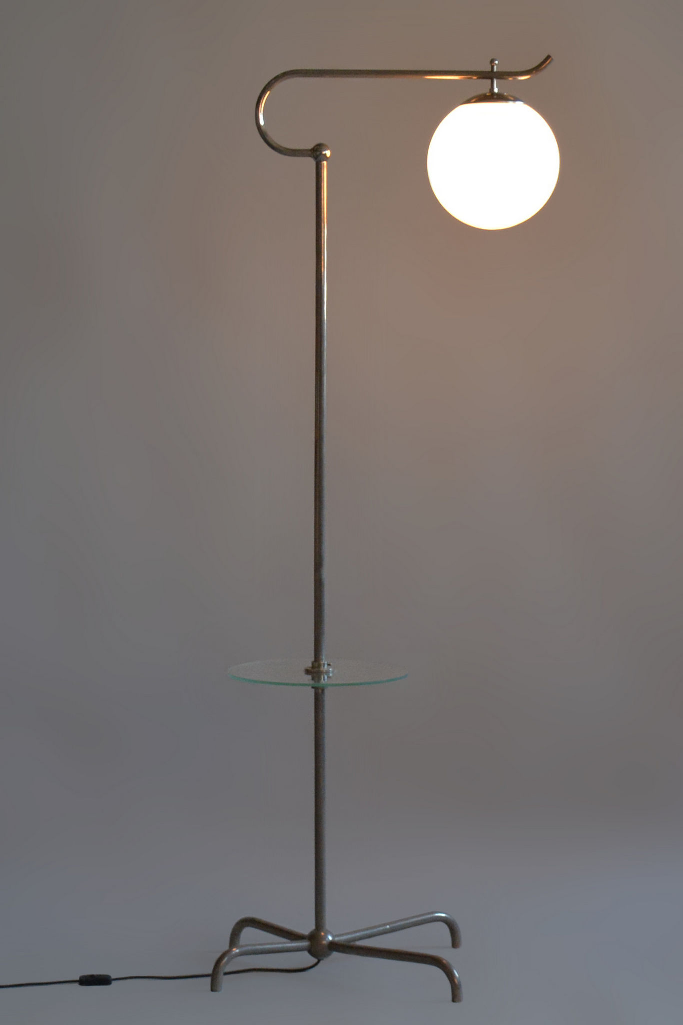 20th century czech bauhaus chrome floor lamp, by hynek gottwald, 1930s