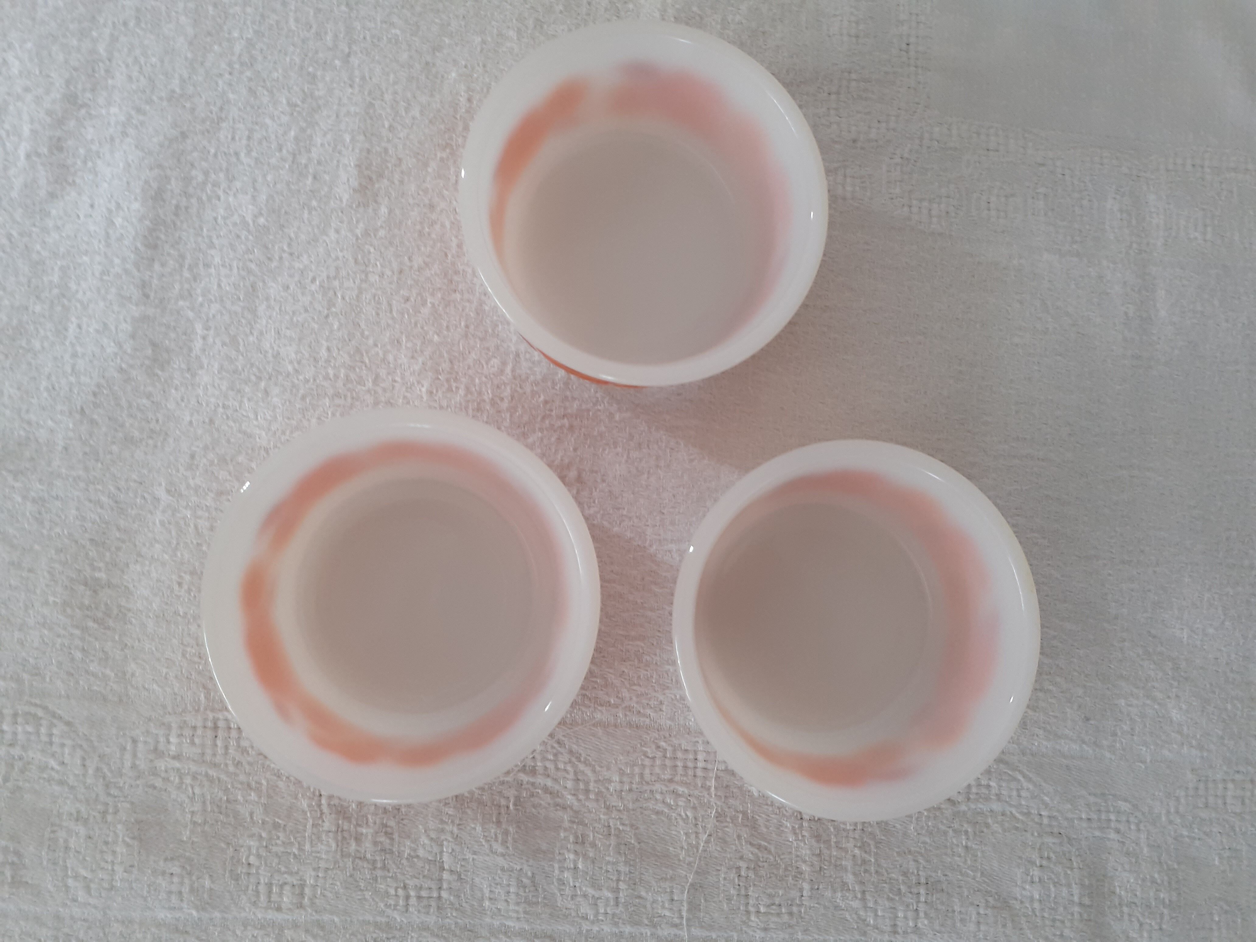 3 ramekins cups LOTUS Arcopal vintage orange flowers