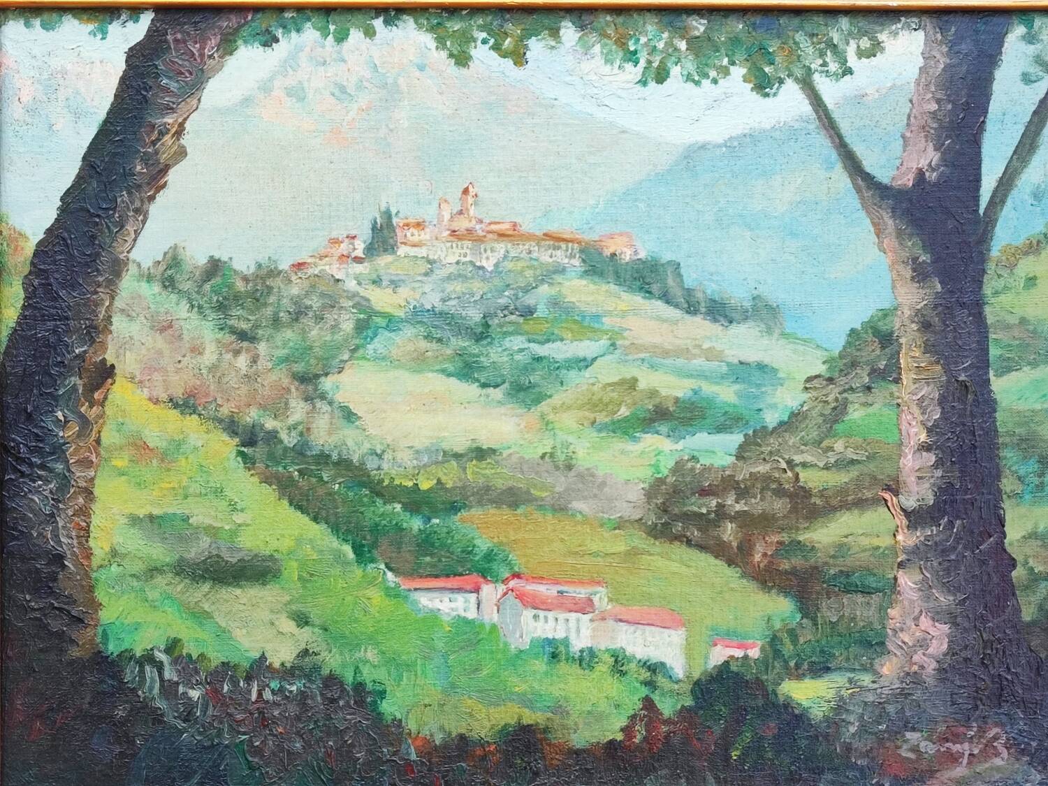 Painting - Italian village landscape
