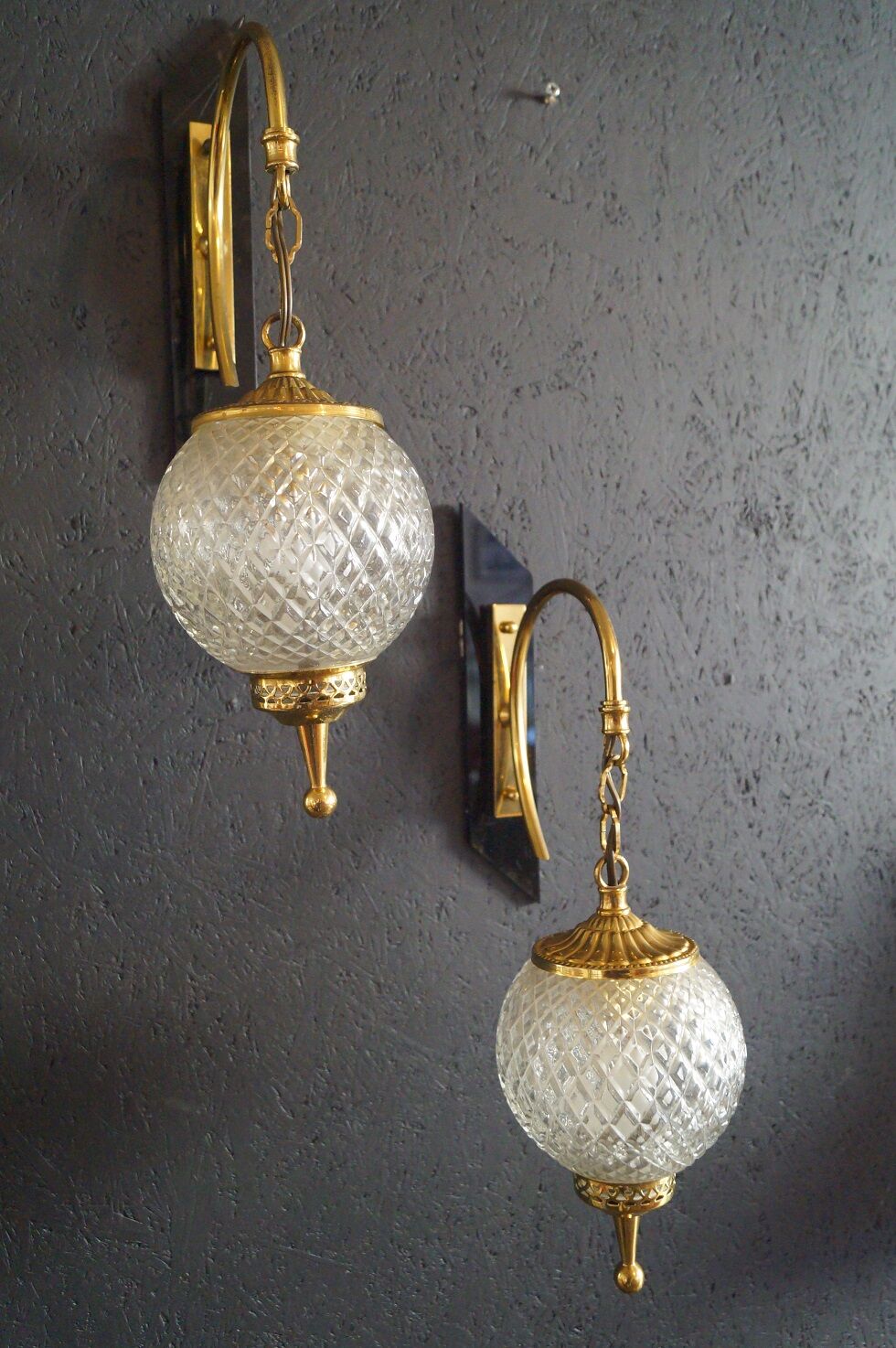 Pair of 1960 brass wall lamp