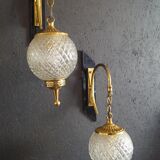 Pair of 1960 brass wall lamp