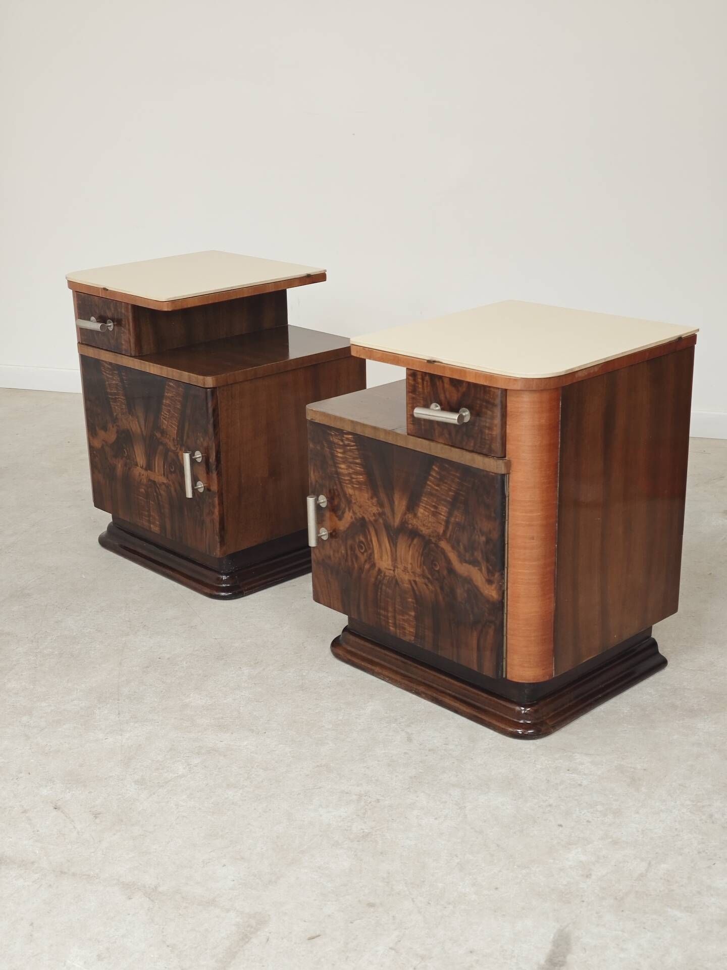 Pair of bedside tables by Jindrich Halabala for Up Zavody art deco 1950