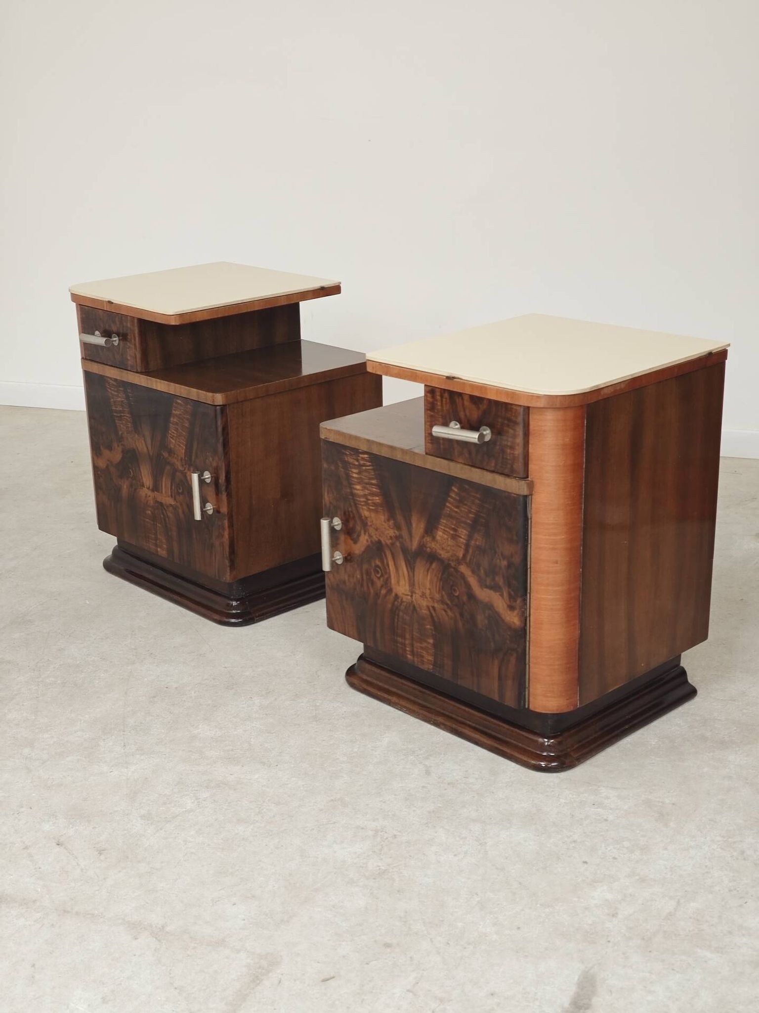 Pair of bedside tables by Jindrich Halabala for Up Zavody art deco 1950