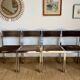 Suite de 4 chaises Sigma vintage en chrome et velours – design années 70