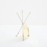 Brass steel pedestal table with removable top signed Alberto Orlandi 1970