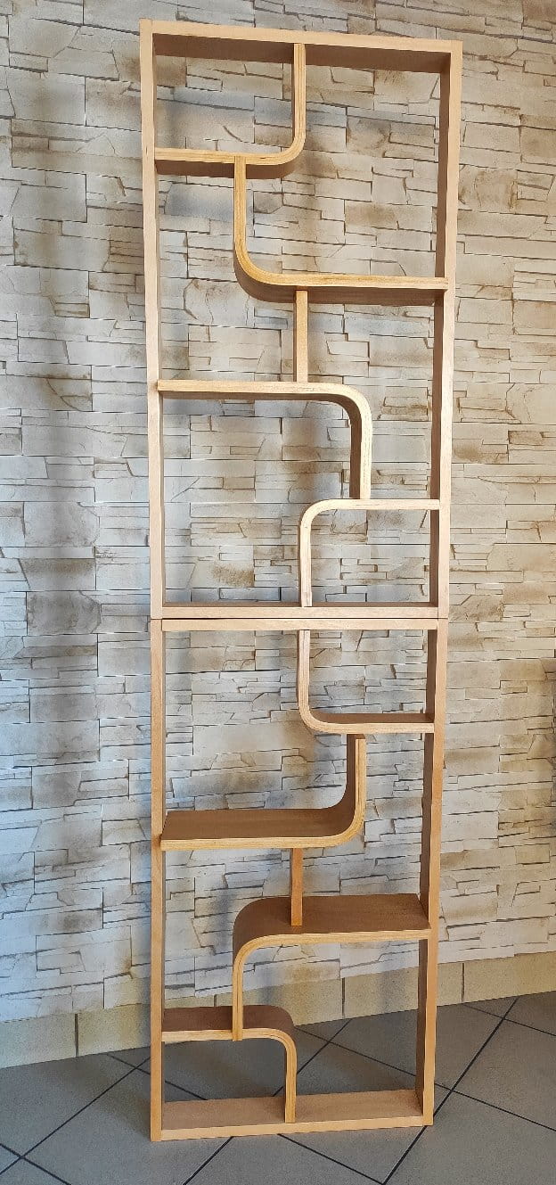 Bent plywood wall, bookcase, flowerbed, Volak by Holesov, 1960s Czechoslovakia
