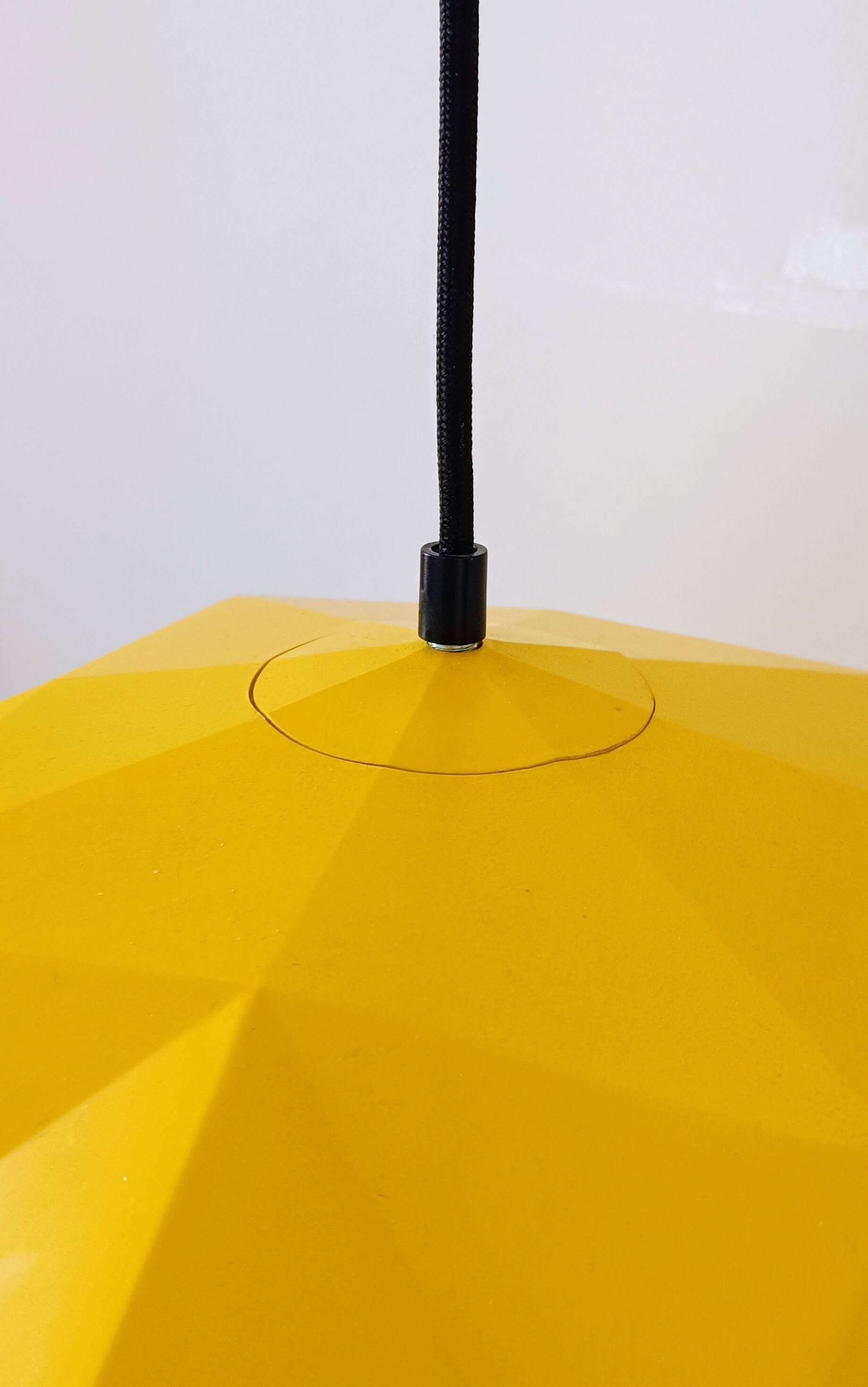 Vintage Bakelite origami-shaped yellow pendant light
