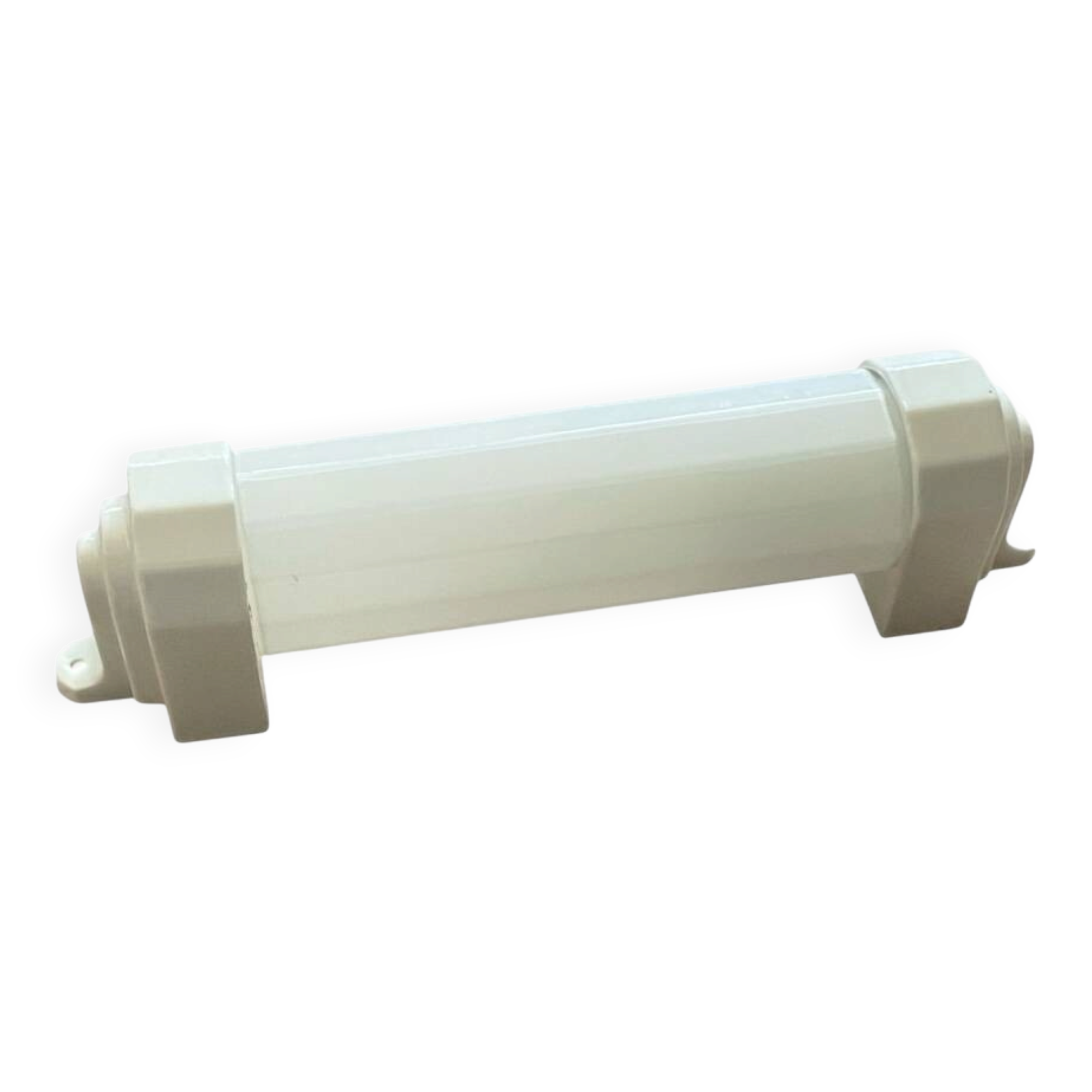 Art Deco tubular wall light in ceramic and white opaline glass tube.