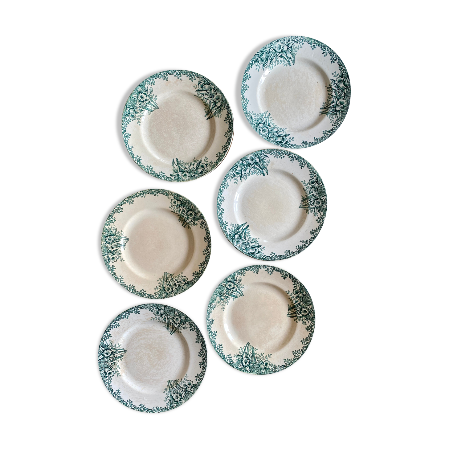 Set of 6 flat plates in iron earth model Narcisse de Saint Amand (LOT 4)