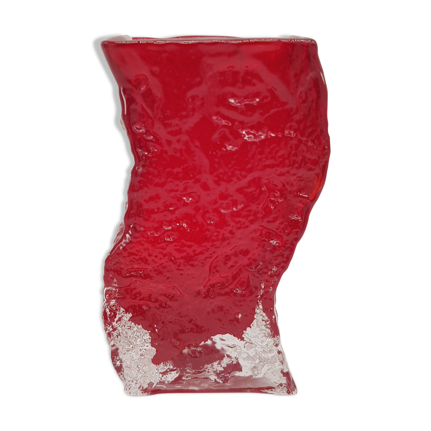 Red textured glass vase
