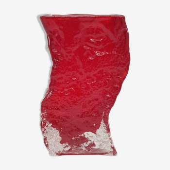 Red textured glass vase