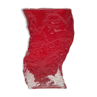 Red textured glass vase