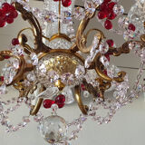 Murano chandelier with red grape pampilles