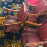 Series of 6 Louis XV armchairs in mahogany and leather