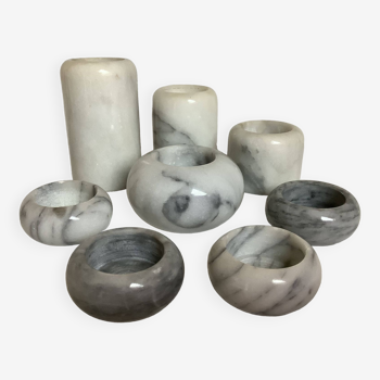 Eight marble candle holders