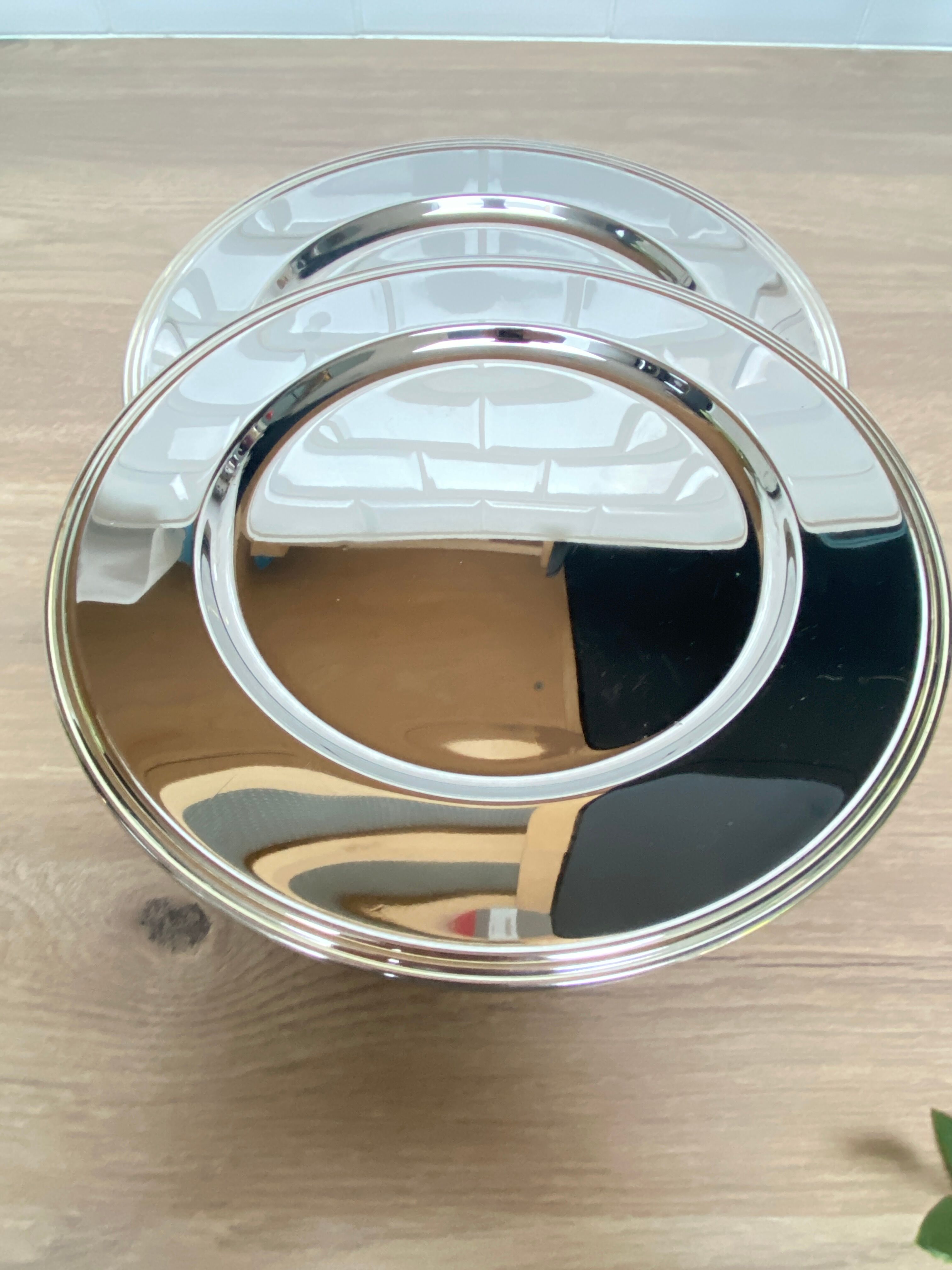 Pair of silver metal subplates