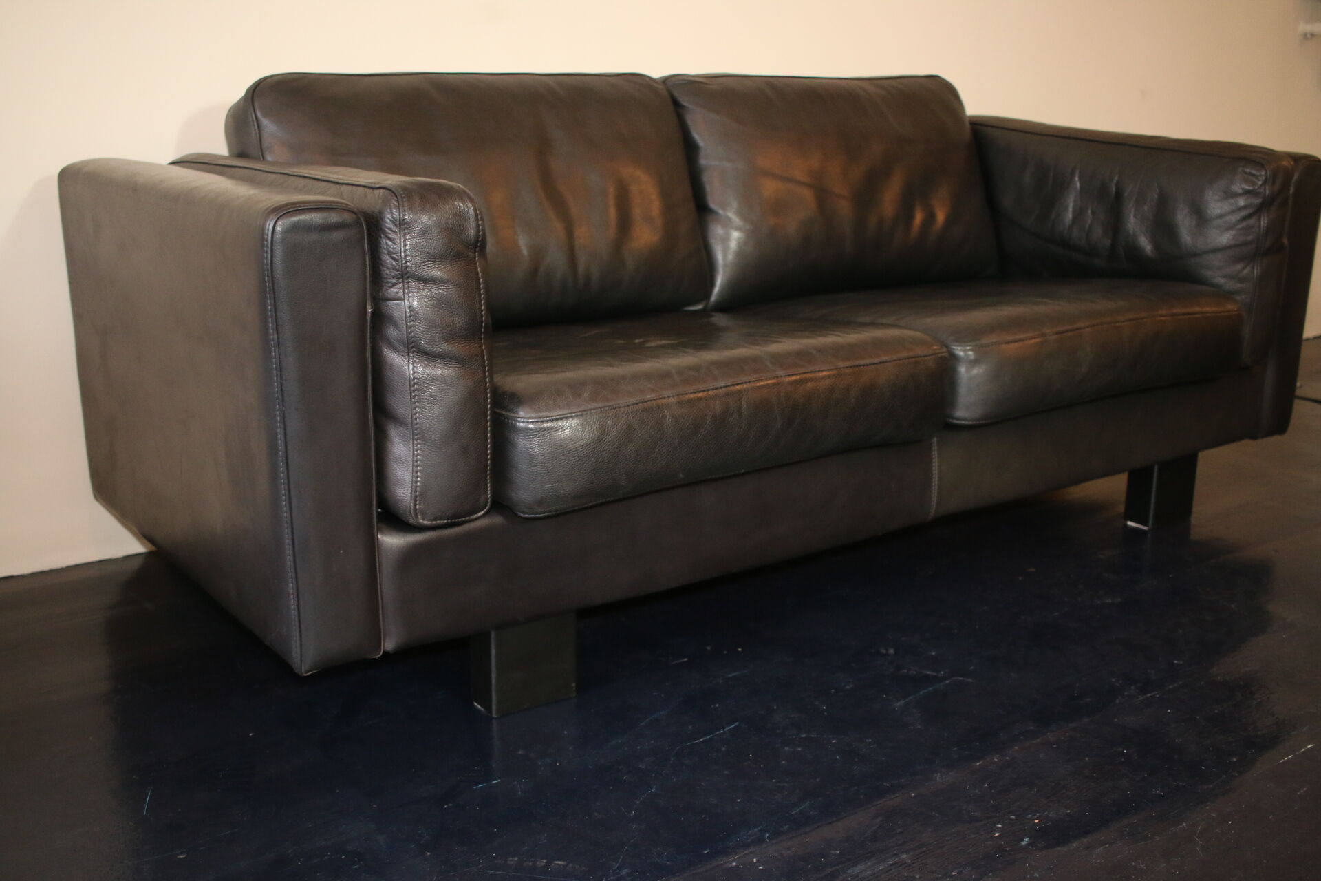 Black leather sofa from Denmark