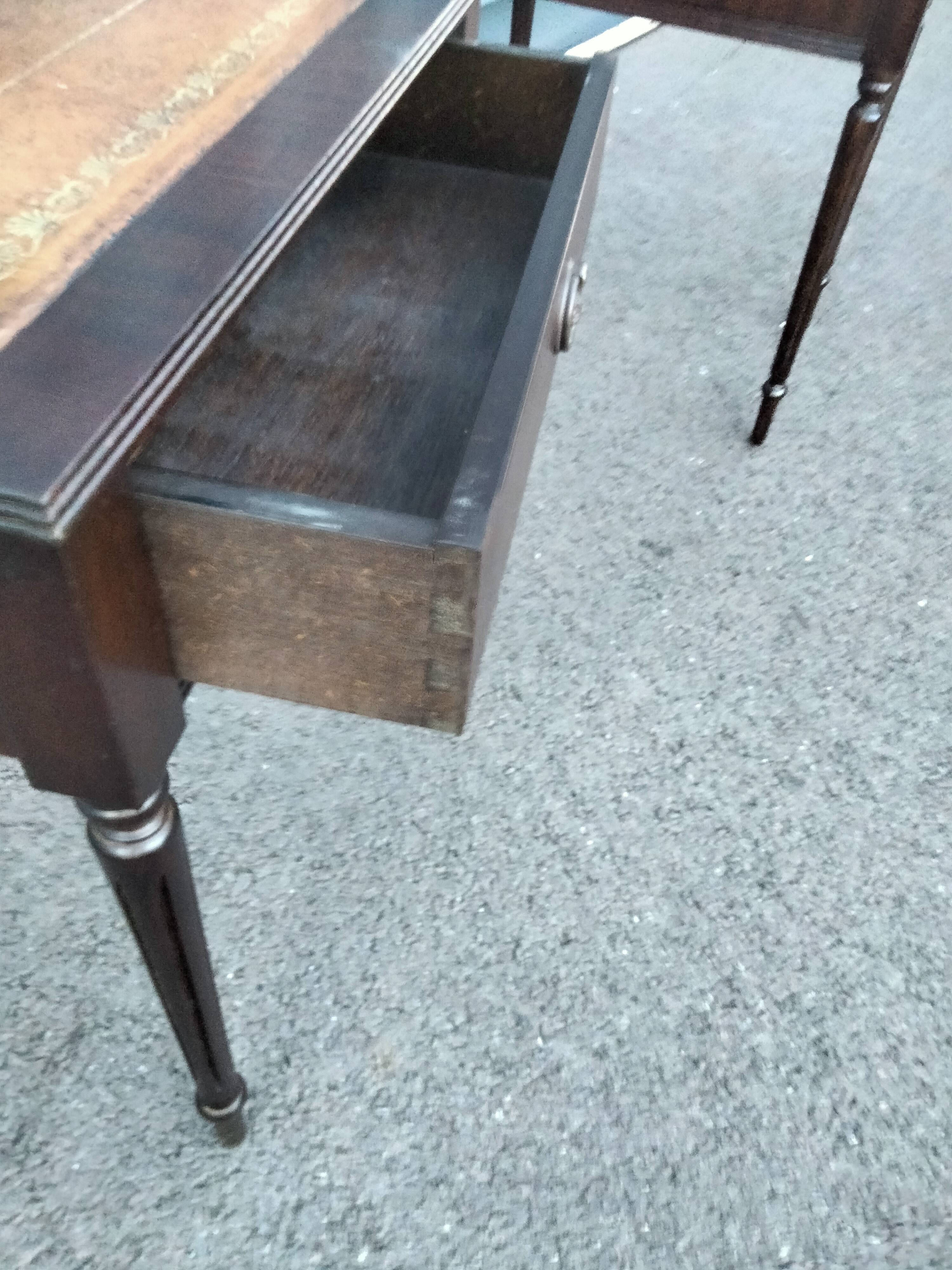 Pair of bedside tables side tables old leather top style louis xvi