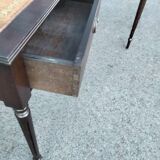 Pair of bedside tables side tables old leather top style louis xvi