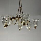 Venetian Murano Glass and Brass Chandelier Circa 1950