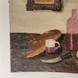 Nature morte à l'huile naïve 19ème-début 20ème