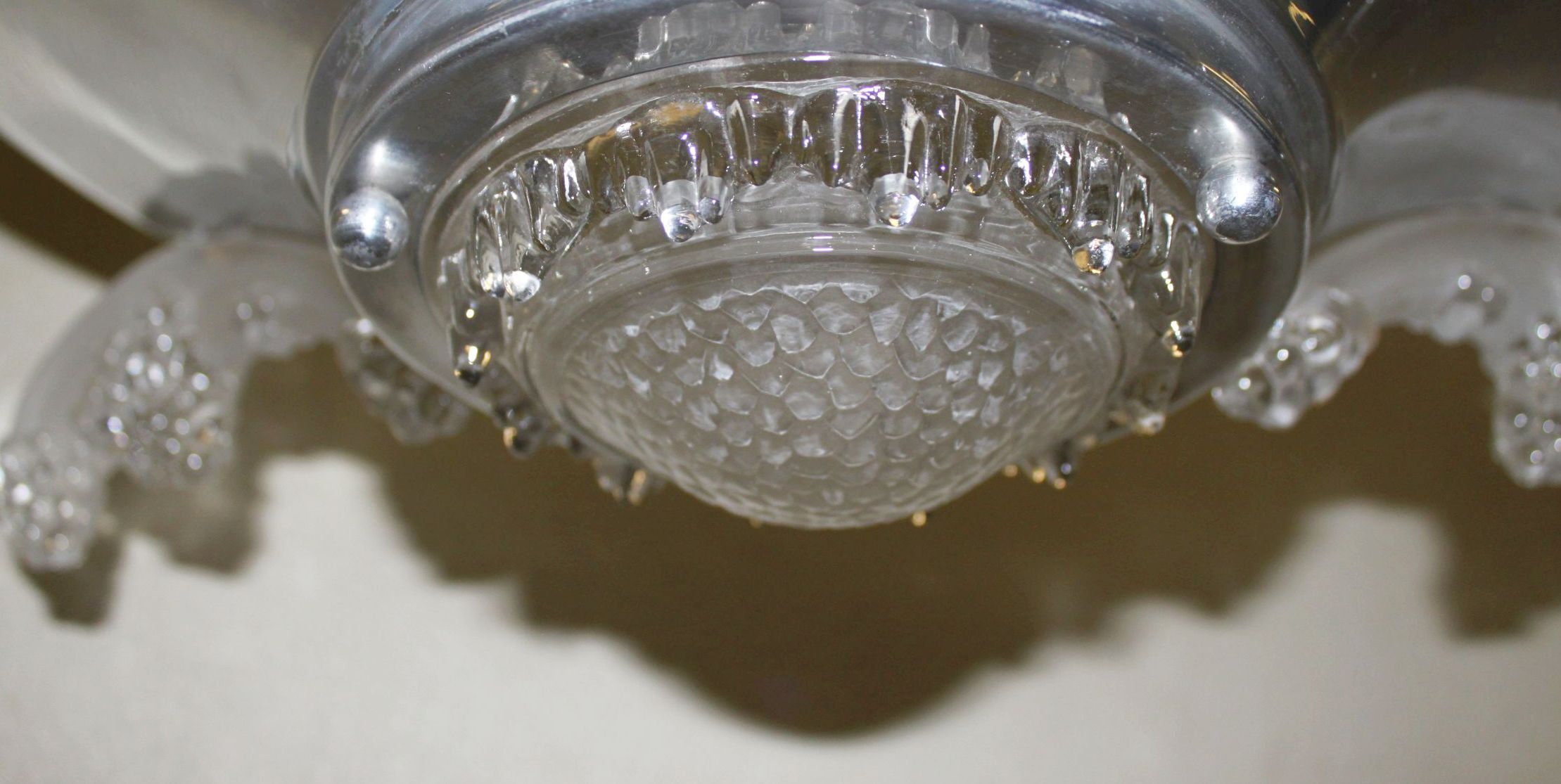 Art Deco pendant lamp by Ezan France, 2 lights 1920