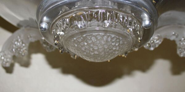 Suspension Art déco par Ezan France, 2 feux 1920