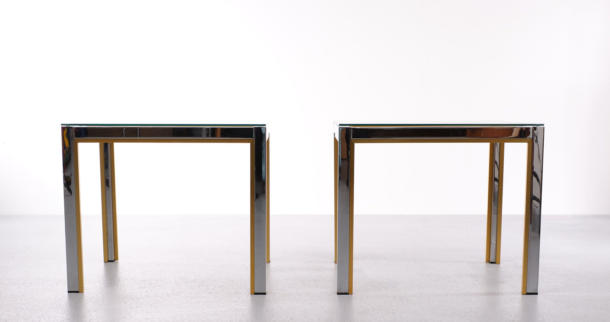 Pair of Renato Zevi side tables, Hollywood Regency tables, Italy from the 1970s.