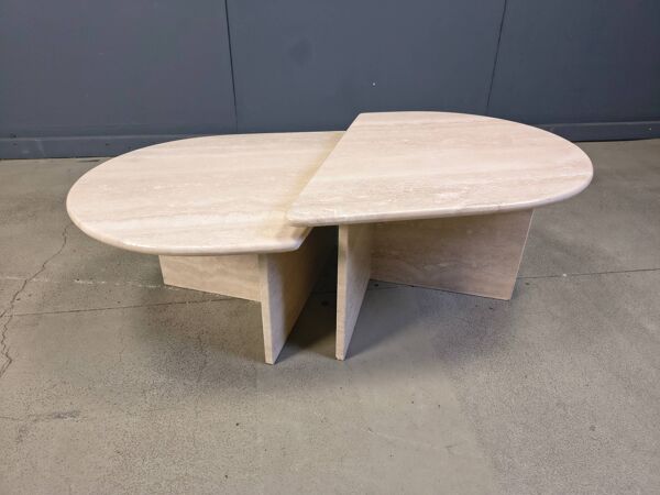 Paire de tables basses en travertin vintage ou tables d'appoint, années 1970