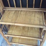 1960s rattan bamboo shelf