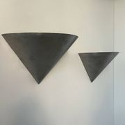 Pair of vintage conical wall lights, brushed metal, France 1970.