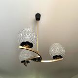 Chandelier 3 brass lights 1950