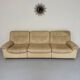 Old 3-seater beige leather sofa designed by Carl Larsson De Sede, vintage 80s