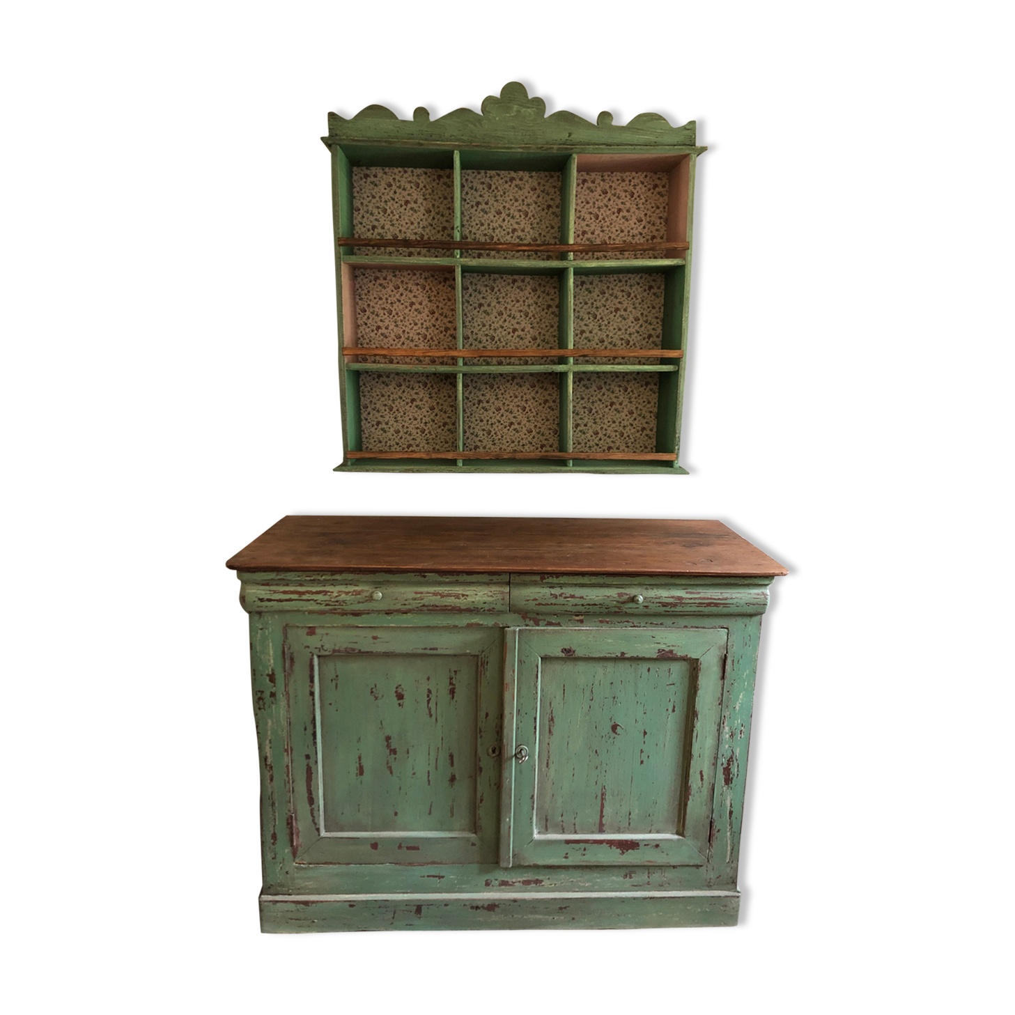 Buffet with workshop-style patinated shelf