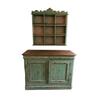 Buffet avec étagère patiné façon atelier