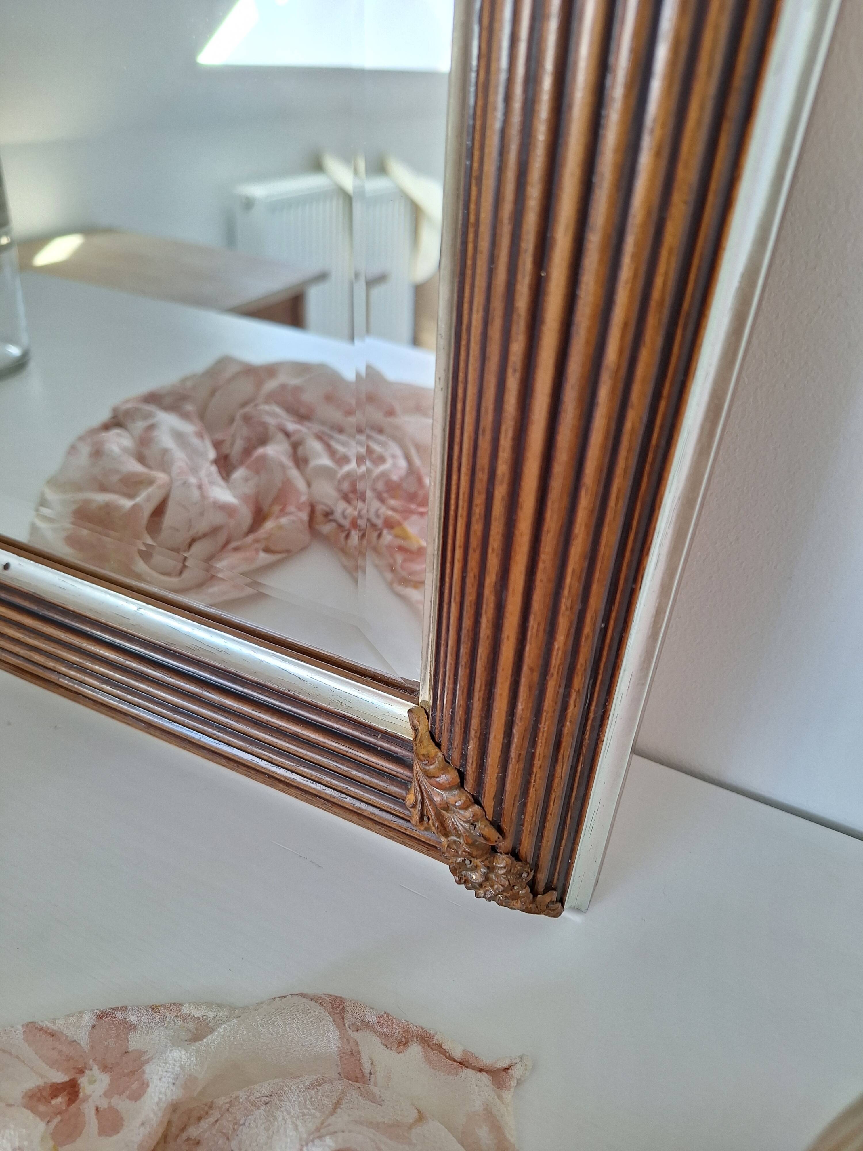 Miroir rectangle doré et bois