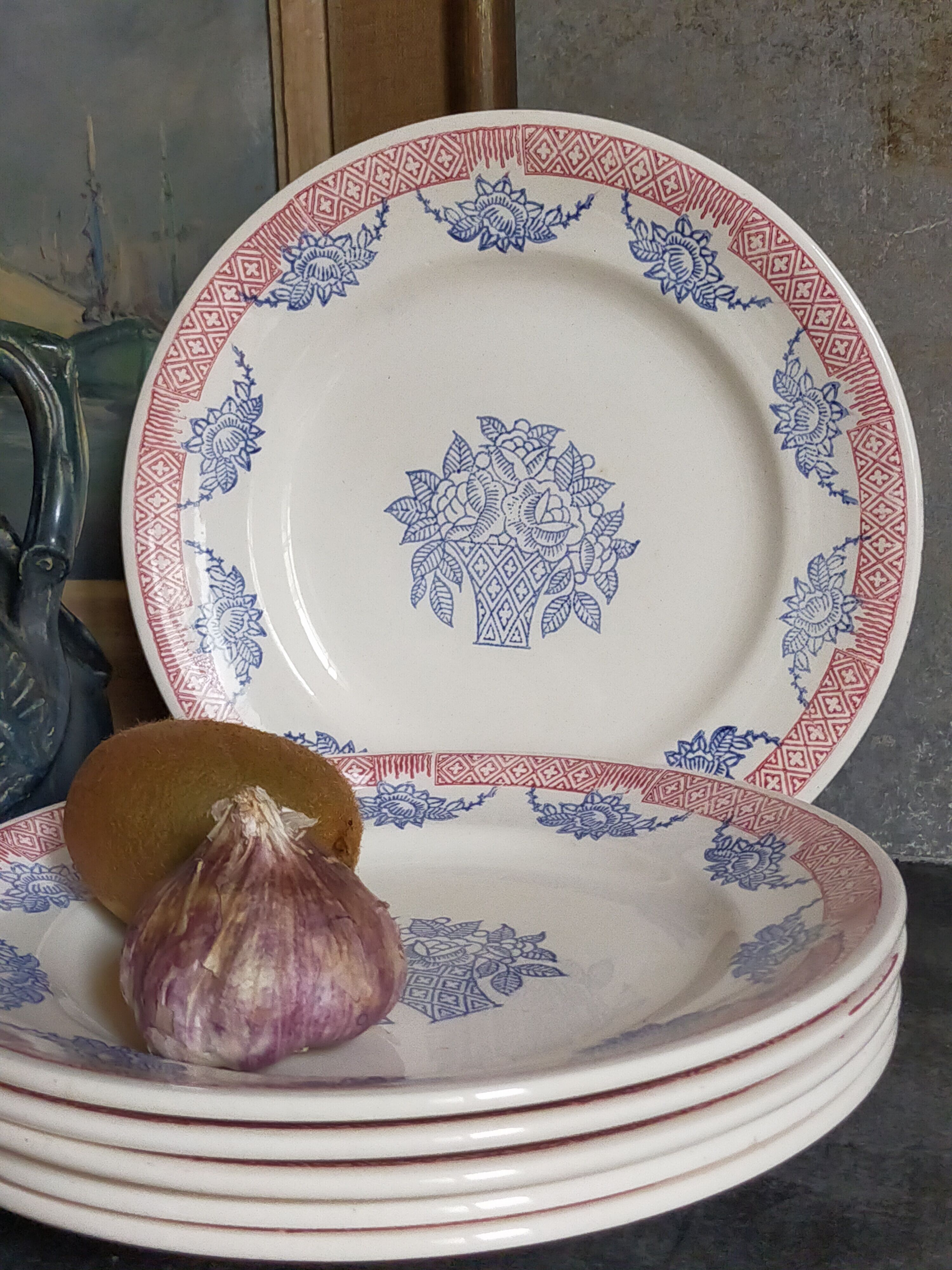 Six Art Deco plates in Longwy service "Normandy"