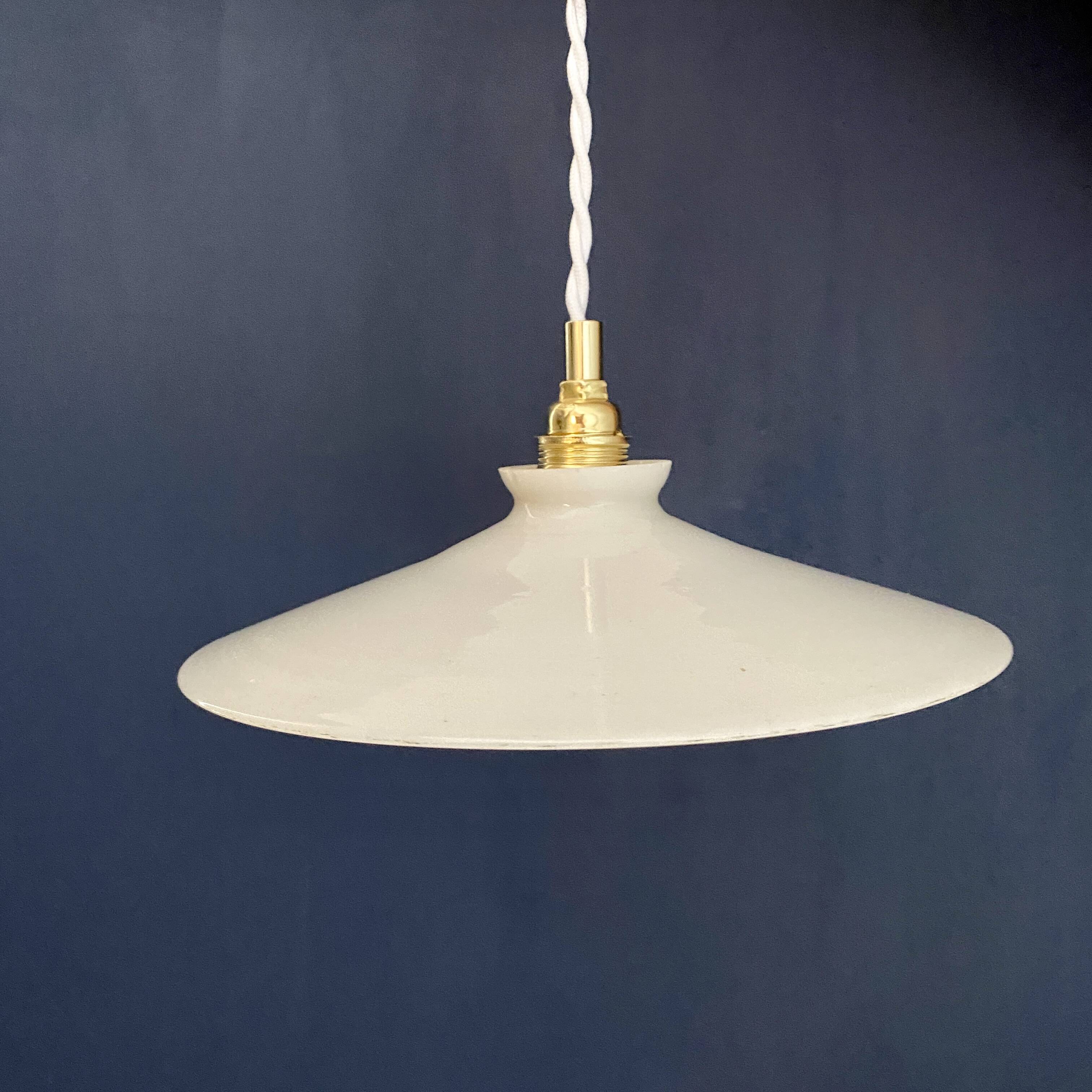 Vintage white opaline pendant light