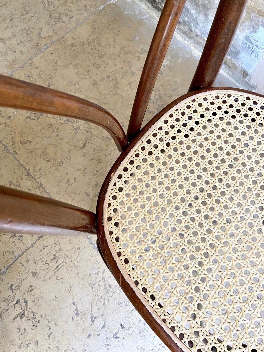 Bistro chair heart in arched beech and canning