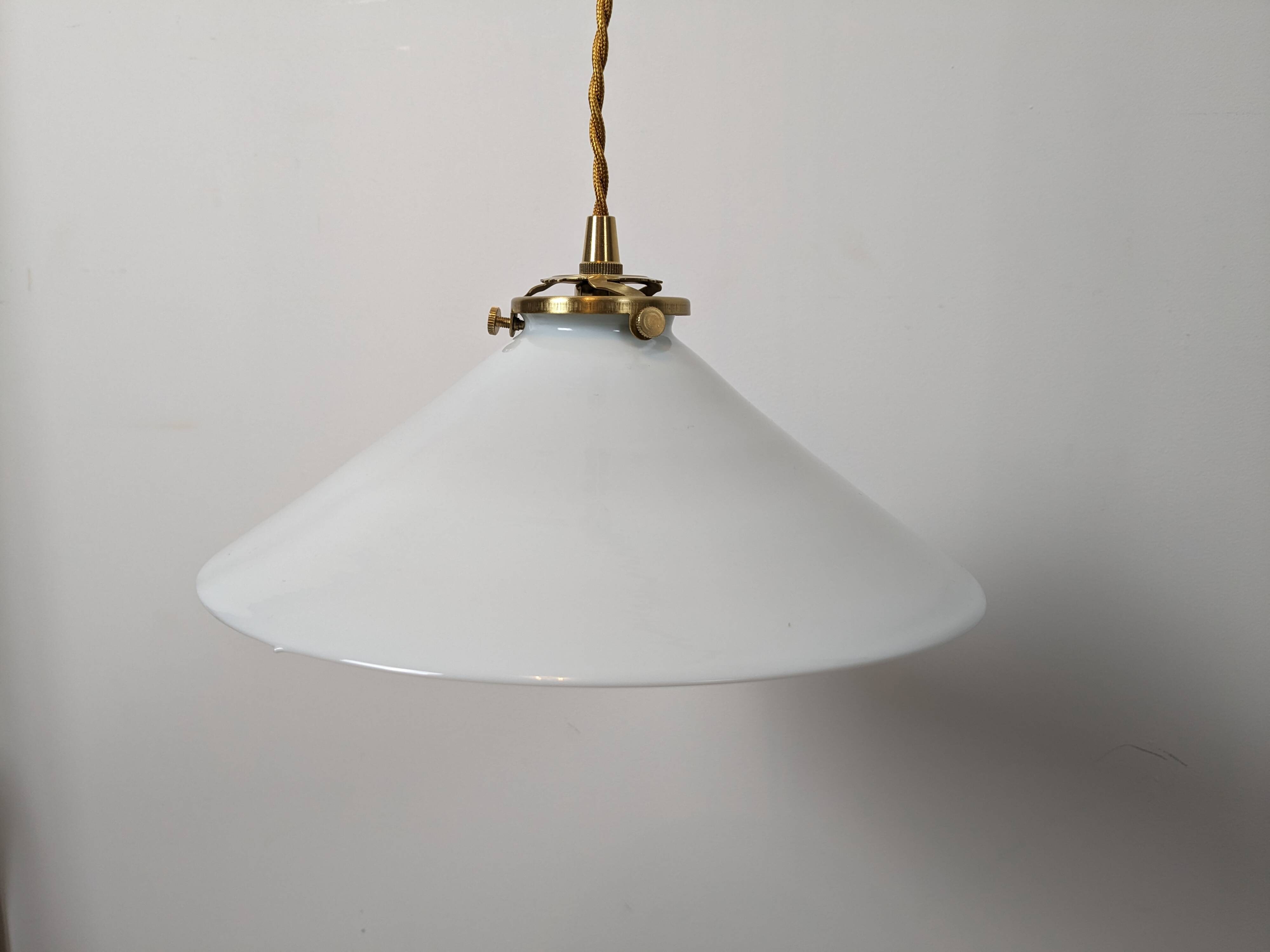 Vintage white opaline pendant light